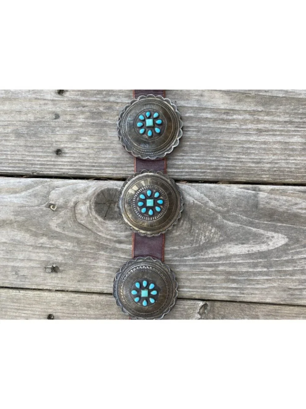 Navajo Eugene Charley Sterling Concho Belt Turquoise Vintage (NECF)